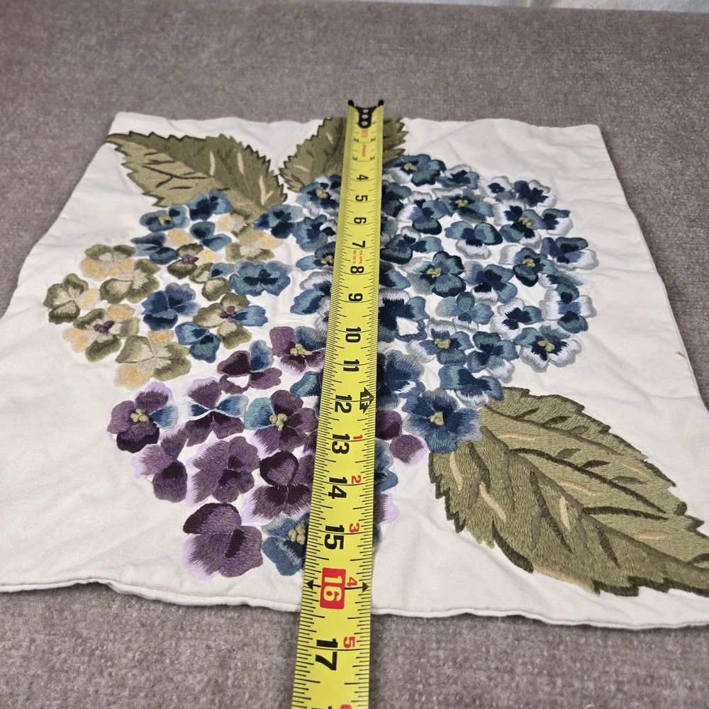 Pottery Barn Hydrangea Embroidered Cotton Pillow Sham Covers Set of 2